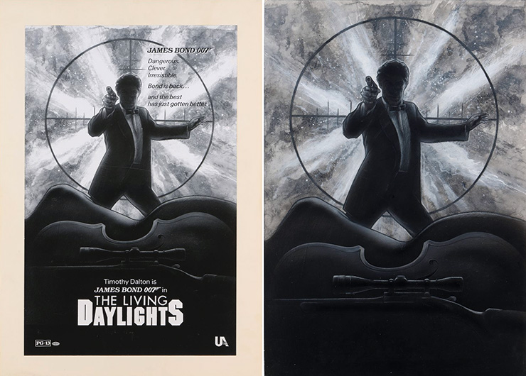 Lot #260 - Hand-Drawn Poster Concept and Printed Presentation Board The Living Daylights (1987)
